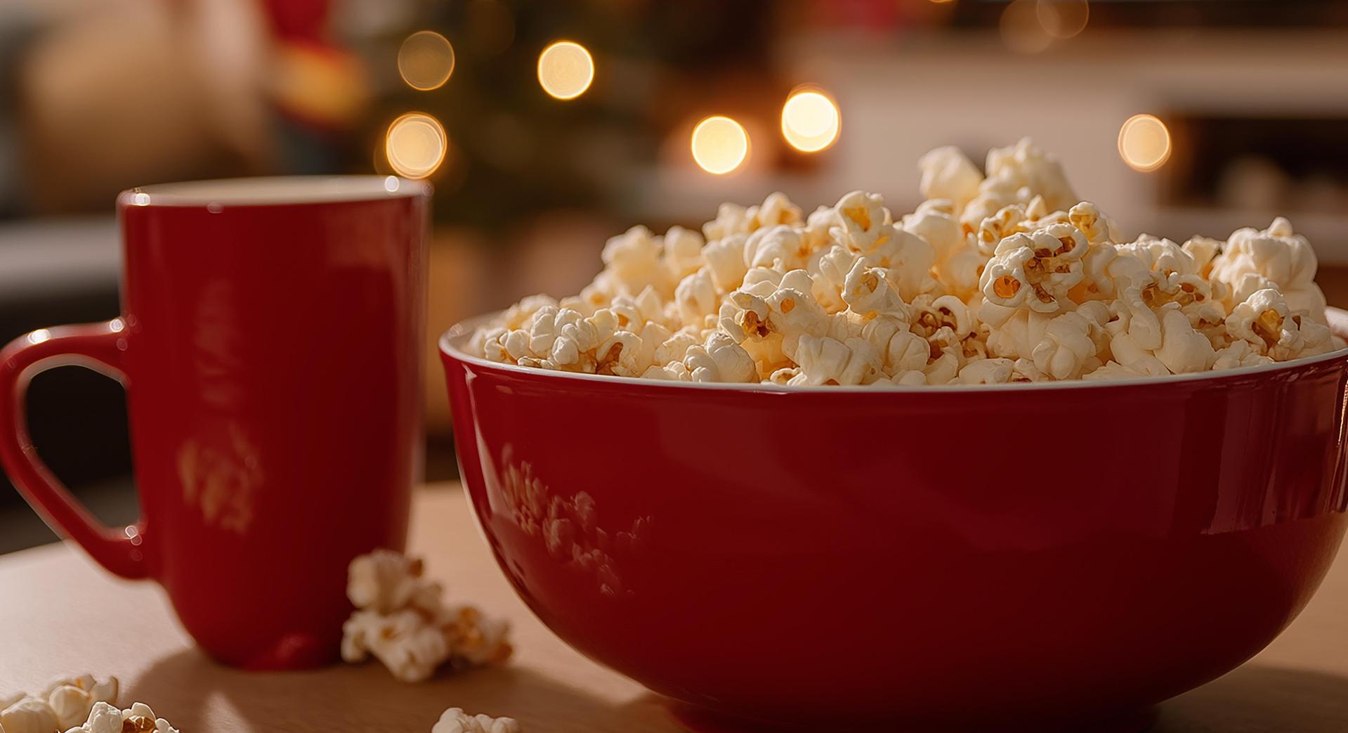 Weihnachten heißt auch mal Füße hoch und einen schönen Film genießen. (Symbolbild: 77designshop/Adobe Stock/KI-generiert)