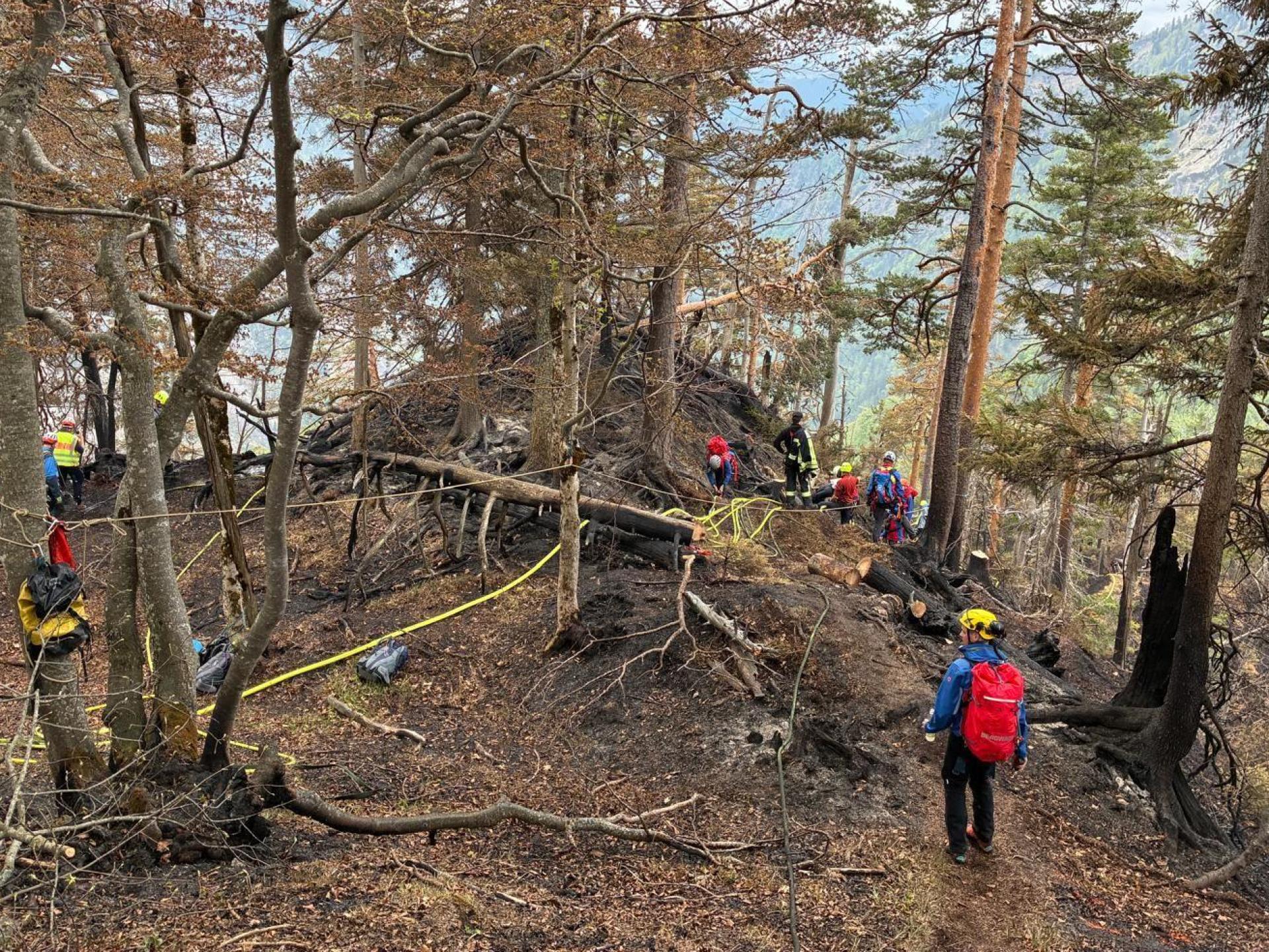Beim Katastrophenfall aufgrund des Bergwaldbrandes in Ruhpolding sind Einsatzkräfte aus der Oberpfalz, vor allem aus dem Landkreis Amberg-Sulzbach mehrere Tage im Einsatz.  (Bild: Alexander Renner, Bergwacht Bayern)