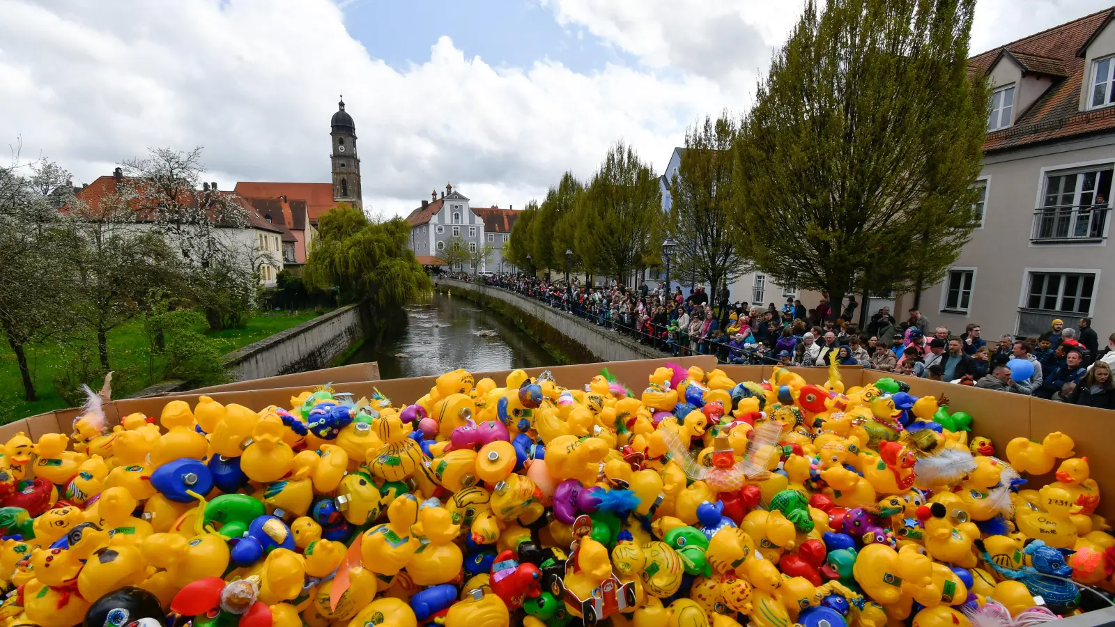 Das Entenrennen beginnt am Sonntag, 28. April, um 15 Uhr auf der Brücke an der Fronfestgasse. Doch am Wochenende 27./28. April ist in Amberg noch viel mehr geboten. (Archivbild: Petra Hartl)