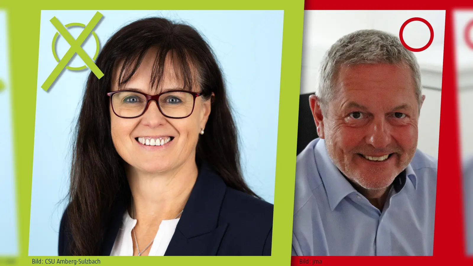 Ergebnis der Stichwahl am 22. März 2026: In Auerbach gewinnt Birgit Barth (CSU) gegen Joachim Neuß (FW/AA). (Bild: gld)