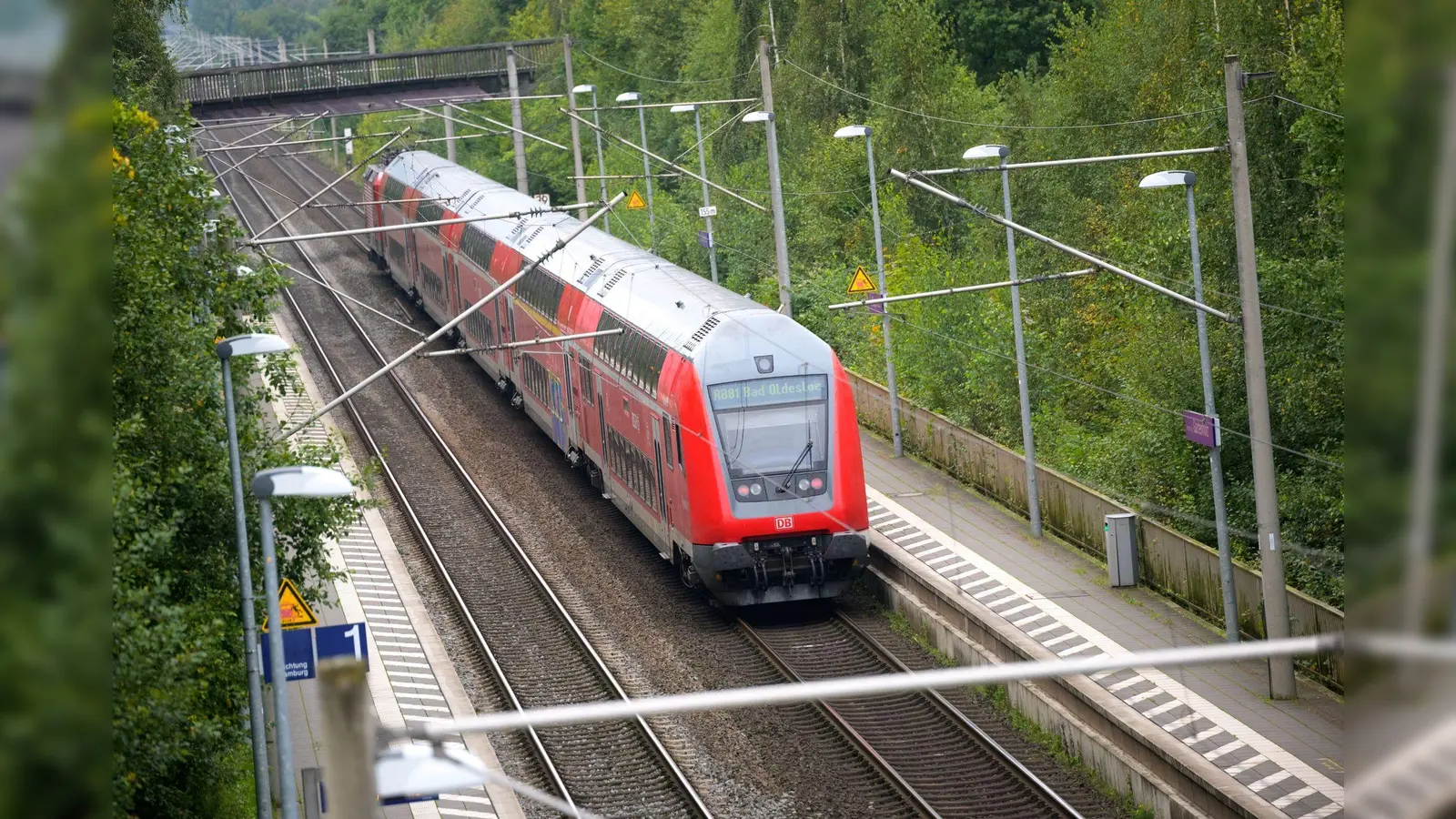 Etliche Züge zwischen Schwandorf und Regensburg fallen am Sonntag wegen eines Schienenbruchs am Bahnübergang Klardorf aus. (Symbolbild: Jonas Walzberg/dpa)